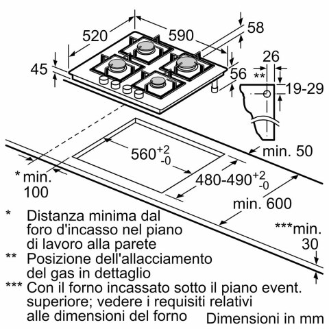 Płyta gazowa Bosch PNP6B6K40 Serie 4 60 cm | 4 palniki | ruszty żeliwne | zapłon elektryczny | stal nierdzewna