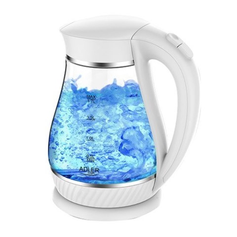Adler Adler | Czajnik | AD 1274 | Standard | 2200 W | 1,7 L | Plastik/szkło | Podstawa obrotowa 360° | Biały/przezroczysty