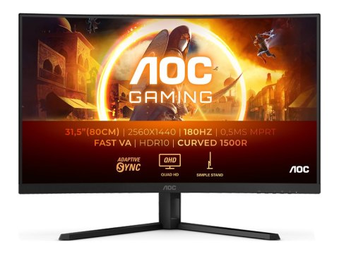 AOC AOC CQ32G4VE | 31,5 " | VA | QHD | 16:9 | 180 Hz | 1 ms | 2560 x 1440 pikseli | 300 cd/m² | 2 porty HDMI