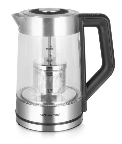 Emerio WK-122730 czajnik elektryczny 1,7 l 2200 W Czarny, Srebrny, Przezroczysty