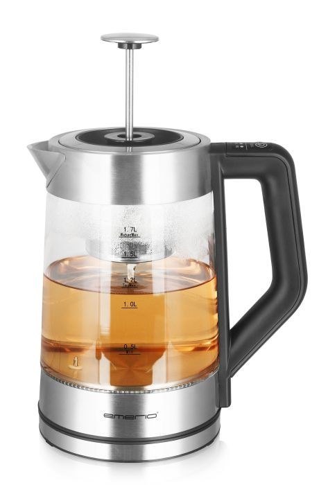 Emerio WK-122730 czajnik elektryczny 1,7 l 2200 W Czarny, Srebrny, Przezroczysty