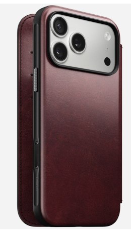 NOMAD Modern Leather Folio - skórzane etui do iPhone 17 Pro Max kompatybilne z MagSafe, skóra Horween (burgundy)