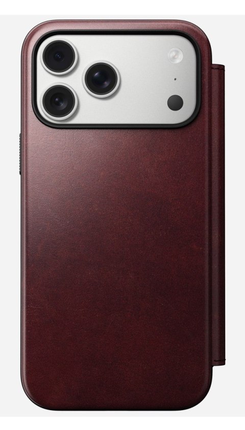 NOMAD Modern Leather Folio - skórzane etui do iPhone 17 Pro Max kompatybilne z MagSafe, skóra Horween (burgundy)