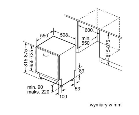 Zmywarka do zabudowy BOSCH SMV4HTX11E 60 cm, klasa energ. C, ExtraDry - suszenie ekstra, HalfLoad- połowa załadunku, SpeedPerfec