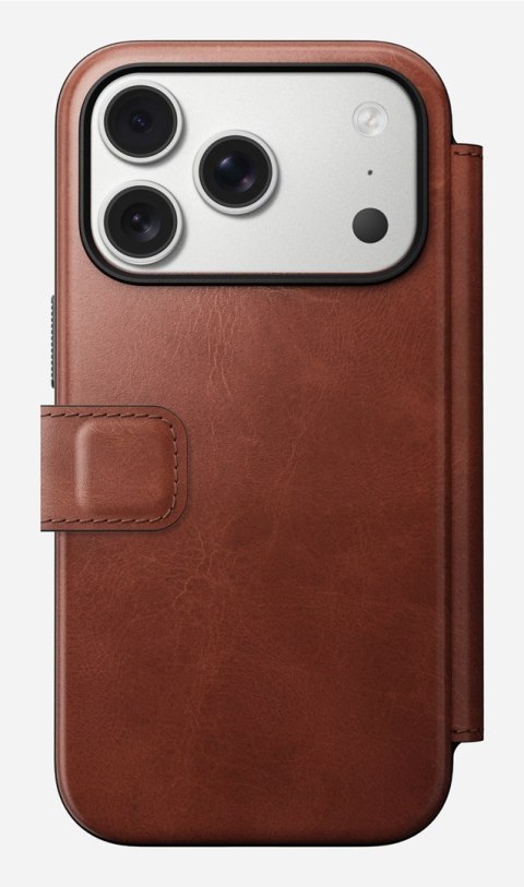 NOMAD Modern Leather Folio - skórzane etui do iPhone 17 Pro kompatybilne z MagSafe, skóra Horween (olde dublin)