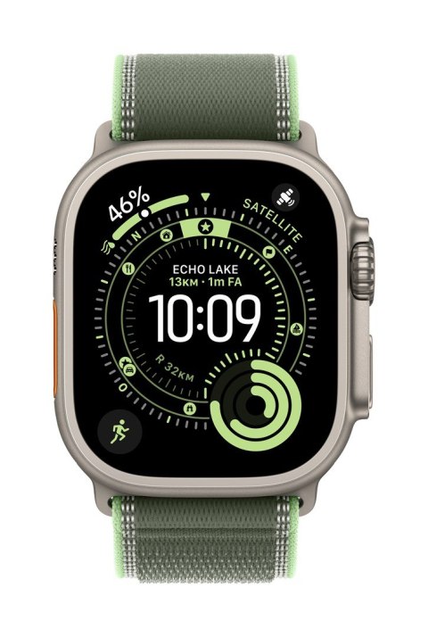 Zegarek Apple Watch 49mm Green/Neon Trail Loop M/L - Natural Titanium Finish