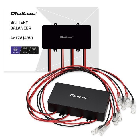 Balanser napięcia Qoltec 51098 48V do akumulatorów 4x12V | 10A | LiFePO4 AGM GEL
