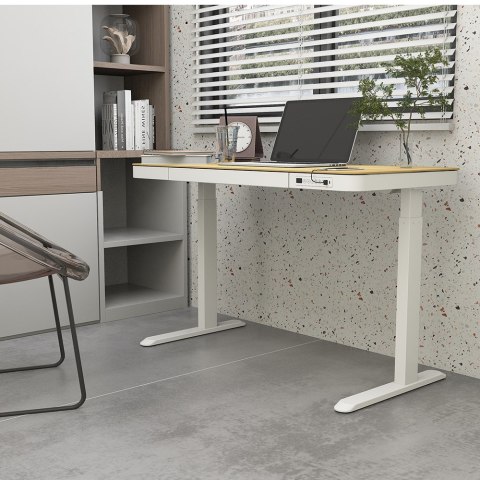 Activejet Biurko z elektryczną regulacją wysokości ET119W-C biały/dąb. Wymiar blatu 140 x 70 cm.