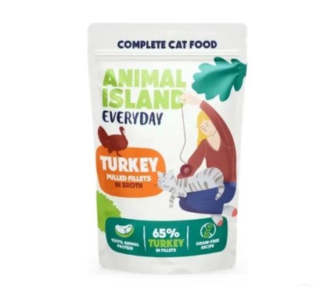 ANIMAL ISLAND Indyk w rosole karma dla kota monopak 40x85g