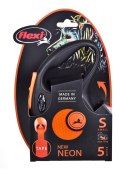 FLEXI Smycz automatyczna New Neon S taśma 5 m kol. pomarańczowy