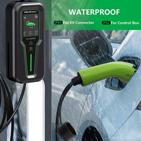 Qoltec Mobilna ładowarka do samochodu elektrycznego EV z regulacją 2w1 Typ2 | 3.5kW | 230V | LCD | Przenośna | Wallbox | 5m