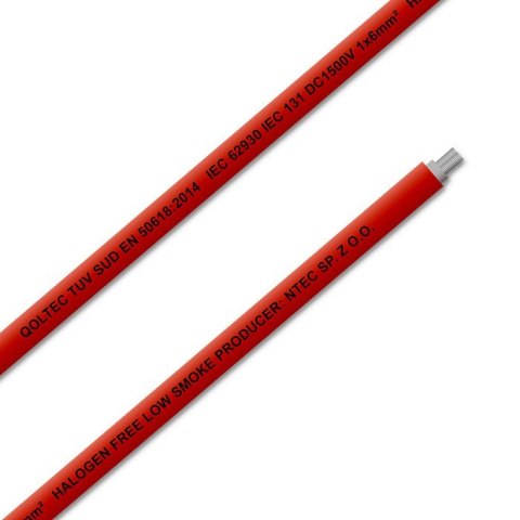 Kabel solarny fotowoltaiczny 6mm2 100m czerwony