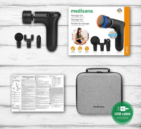 Masażer pistoletowy Medisana MG 560 Hot&Cold 10 poziomów intensywności | 4 wymienne nasadki | 160 x 45 x 120 mm