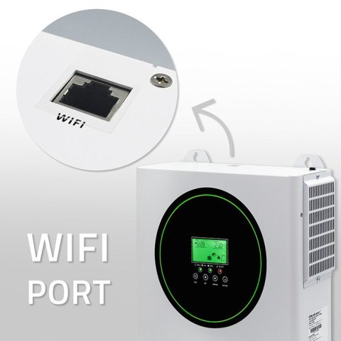 Qoltec Hybrydowy inwerter solarny Off-Grid 1500W | 100A | 12V | MPPT | Sinus | Opcja Wi-Fi | Power Factor 1.0