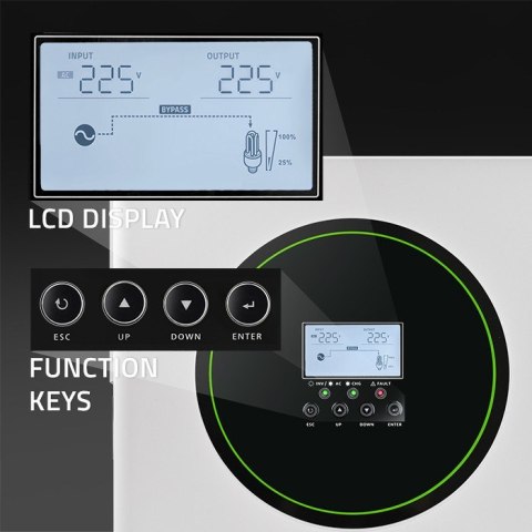 Qoltec Hybrydowy inwerter solarny Off-Grid 3500W | 100A | 24V | MPPT | BMS | opcja Wi-fi | Sinus | Power factor 1.0