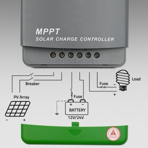 Qoltec Solarny regulator ładowania MPPT z czujnikiem temperatury 80A |12V / 24V / 36V / 48V | LCD | Bluetooth | APP | GEL | LiFe