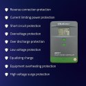Qoltec Solarny regulator ładowania MPPT z czujnikiem temperatury 80A |12V / 24V / 36V / 48V | LCD | Bluetooth | APP | GEL | LiFe