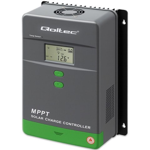Solarny regulator ładowania MPPT Qoltec 53664 z czujnikiem temperatury 50A |12V / 24V | LCD | Bluetooth | APP | GEL | LiFePO4