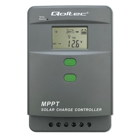 Solarny regulator ładowania MPPT Qoltec 53664 z czujnikiem temperatury 50A |12V / 24V | LCD | Bluetooth | APP | GEL | LiFePO4