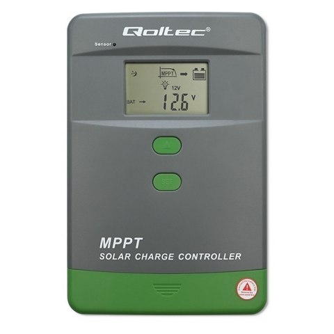 Solarny regulator ładowania MPPT Qoltec 53665 z czujnikiem temperatury 60A |12V / 24V | LCD | Bluetooth | APP | GEL | LiFePO4