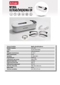 Myjka ultradźwiękowa UV Activejet AUC-200 do protez, okularów i biżuterii, biała. Zasilanie: Sieciowe (kabel zasilający w zestaw
