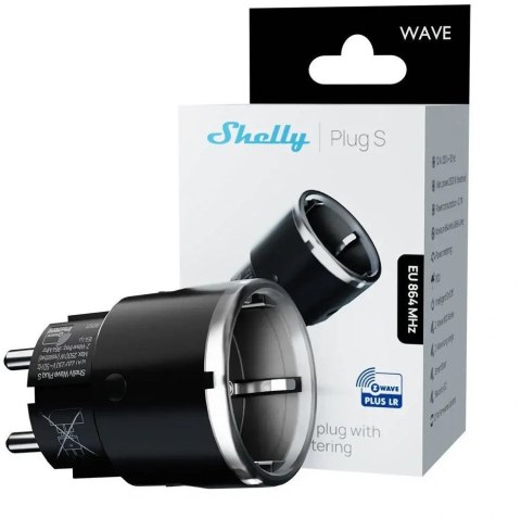 Inteligentne gniazdko Z-Wave Shelly Wave Plug S LR, czarne