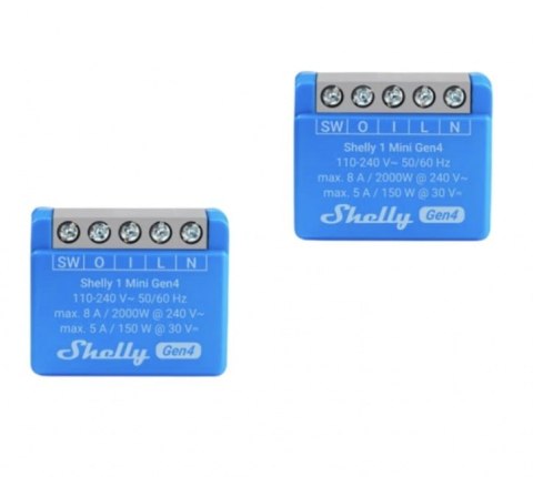 Inteligentny sterownik WiFi Shelly 1 Mini Gen4, 2 sztuki