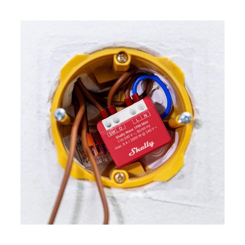 Inteligentny jednokanałowy przekaźnik Z-Wave Shelly Wave 1PM Mini LR z pomiarem energii