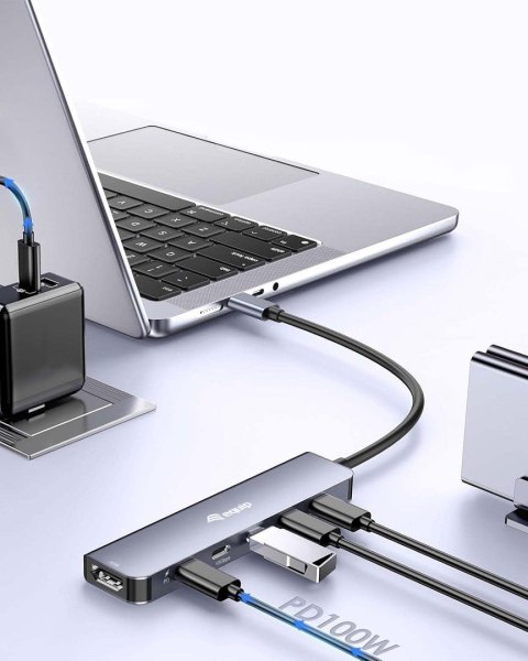 Adapter USB Equip 133499 6w1 USB 3.2 Gen 2 (3.1 Gen 2) Type-C Szary