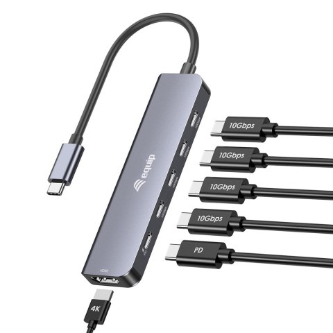 Adapter USB Equip 133499 6w1 USB 3.2 Gen 2 (3.1 Gen 2) Type-C Szary