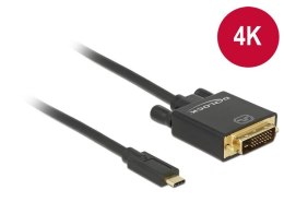 DeLOCK 2m, USB-C/DVI 24+1 zewnętrzna karta graficzna usb 3840 x 2160 px Czarny