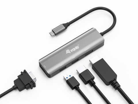 Equip 133485 zewnętrzna karta graficzna usb 3840 x 2160 px Czarny, Srebrny