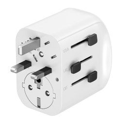 GEMBIRD UNIWERSALNY ADAPTER PODRÓŻNY Z UZIEMIENIEM 15 W, BIAŁY