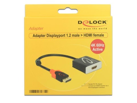 DeLOCK 62734 adapter kablowy 0,2 m DisplayPort HDMI Typu A (Standard) Czarny