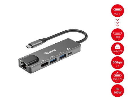 Equip 133489 stacja dokująca Przewodowa USB 3.2 Gen 1 (3.1 Gen 1) Type-C Szary