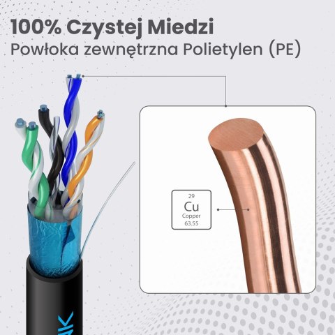 Extralink CAT5E FTP (F/UTP) Zewnętrzny żelowany | Kabel sieciowy skrętka | 305M