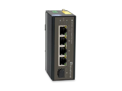 5-portowy gigabitowy przełącznik przemysłowy LevelOne - Szyna DIN - -30°C do 65°C - Gigabit Ethernet (10/100/1000) - Pełny duple