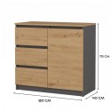 KOMODA 1 DRZWI 3 SZUFLADY ANT/ART BLAT ART KOMPLET