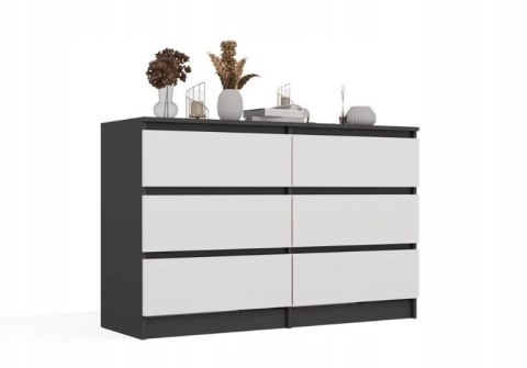 M6 MALWA KOMODA 120CM 6 SZUFLAD ANT/BIEL KOMPLET