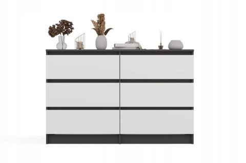 M6 MALWA KOMODA 120CM 6 SZUFLAD ANT/BIEL KOMPLET