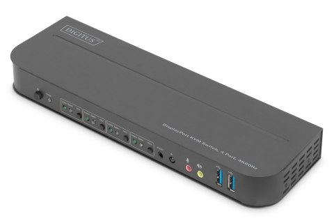 Digitus Przełącznik KVM, 4-portowy, 4K 60 Hz, 4 x DP in, 1 x DP/HDMI out