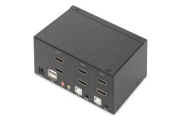 Przełącznik KVM, 2-portowy, podwójny wyświetlacz, 4K, HDMI
