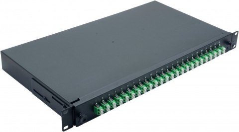 Skrzynka spawów światłowodowych 19" 24 x LC/APC Duplex OS2, zakończona spawem