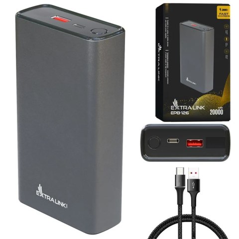 Extralink Powerbank EPB-126 20000mAh Srebrny Power bank, 45W PD, USB-C
