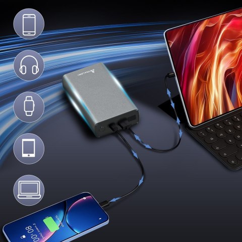 Extralink Powerbank EPB-126 20000mAh Srebrny Power bank, 45W PD, USB-C