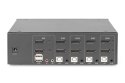 Przełącznik KVM, 4 portowy, 4K 60Hz, 8xDP IN, 2xDP OUT, 2xUSB A, 2x Audio IN&OUT