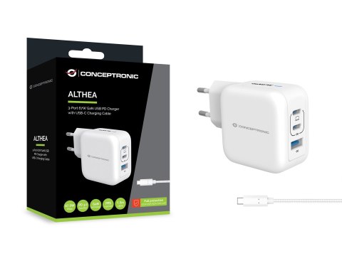 Conceptronic ALTHEA17W ładowarka do urządzeń przenośnych Uniwersalne Biały Prąd przemienny Szybkie ładowanie Wewnętrzna