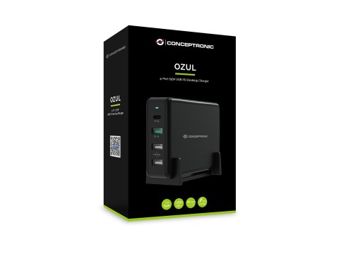 Conceptronic OZUL01B ładowarka do urządzeń przenośnych Uniwersalne Czarny Prąd przemienny Szybkie ładowanie Wewnętrzna