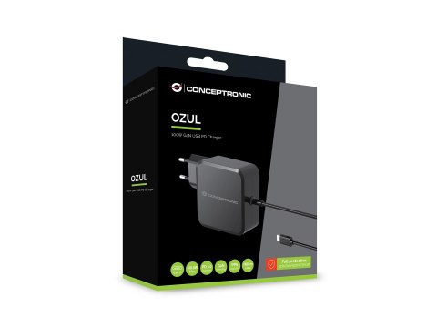 Conceptronic OZUL05BE ładowarka do urządzeń przenośnych Uniwersalne Czarny Prąd przemienny Wewnętrzna