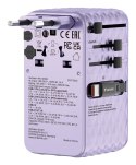 VERBATIM CHARGE 'N' TRAVEL 70W 2C CHOWANY UNIWERSALNY ADAPTER PODRÓŻNY FIOLETOWY
